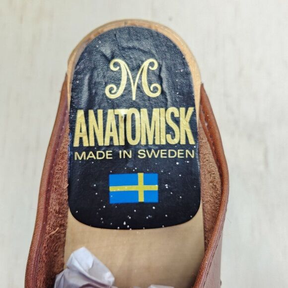 Anatomisk Sweden Leather Cognac Slip In Clog Women's Size EU 36 US 5.5 - Picture 11 of 12
